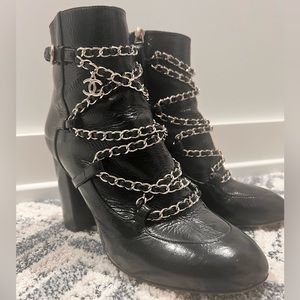 Chanel Distress Leather High Heel Booties